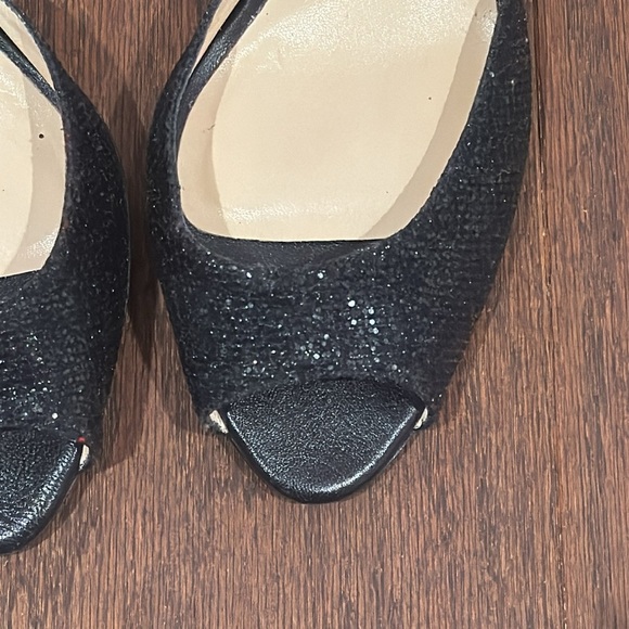 Jimmy Choo Black Sparkly Peep Toe Heels Size 39.5/9.5 - Picture 3 of 7